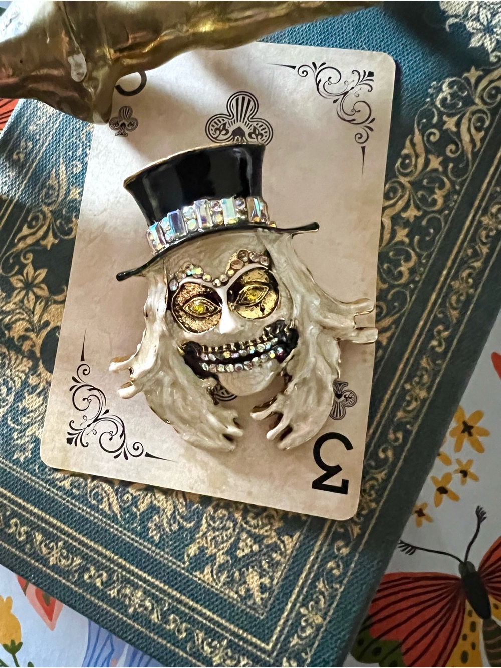New! The “Haunted Howie” Rhinestone Fairycore Fantasy Goth Halloween Brooch Pin